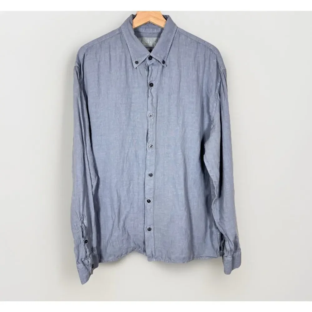 Abercrombie & Fitch 100% Linen Collection Button-up Long Sleeve Shirt Mens L